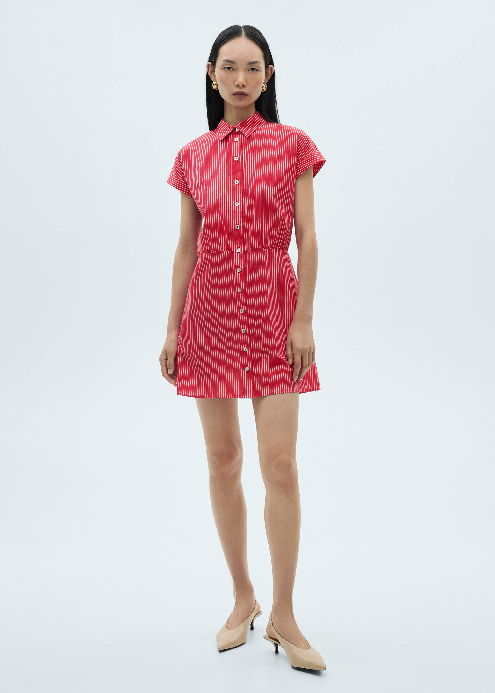 Striped cotton shirt dress - General plane