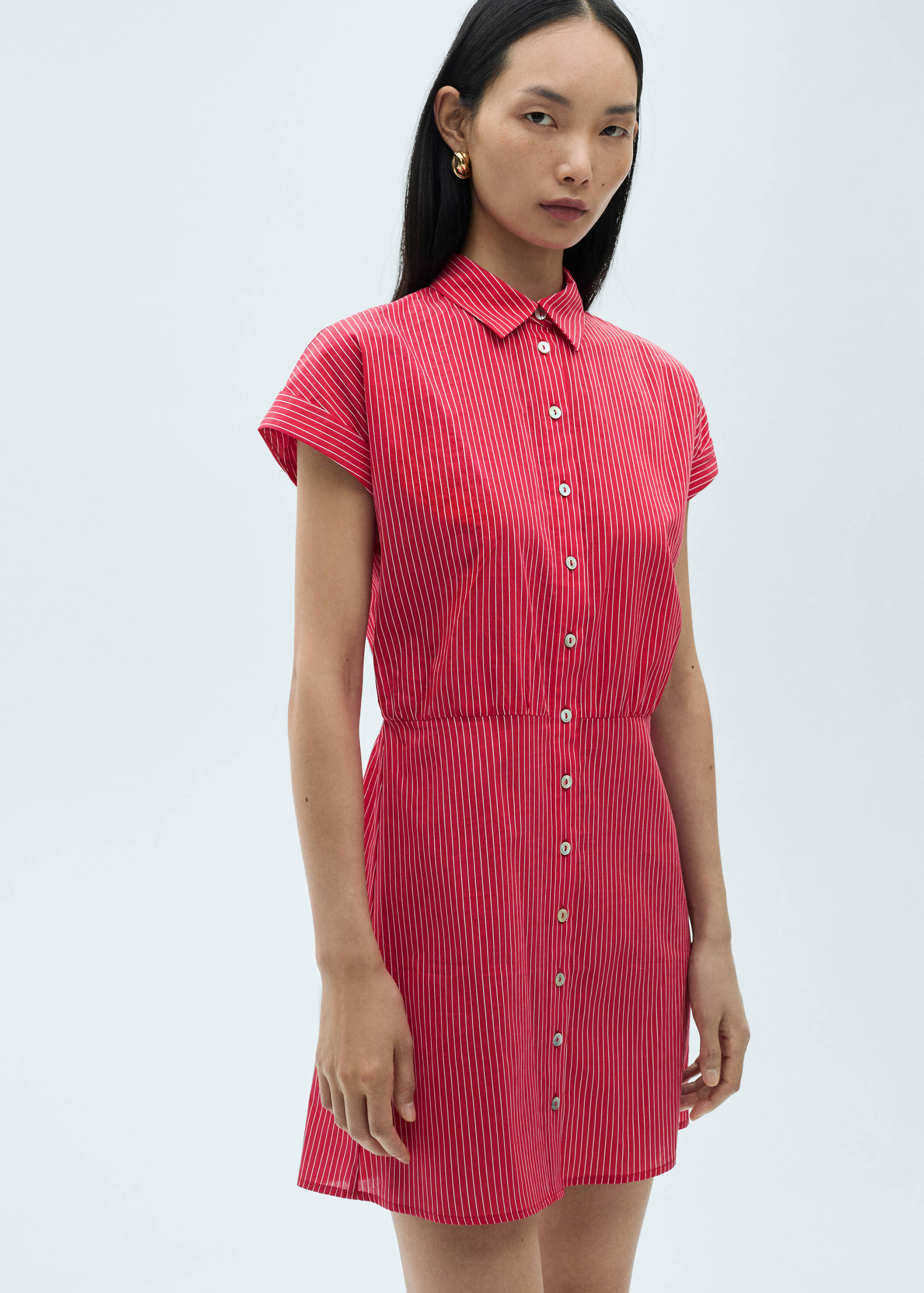Striped cotton shirt dress - Medium plane