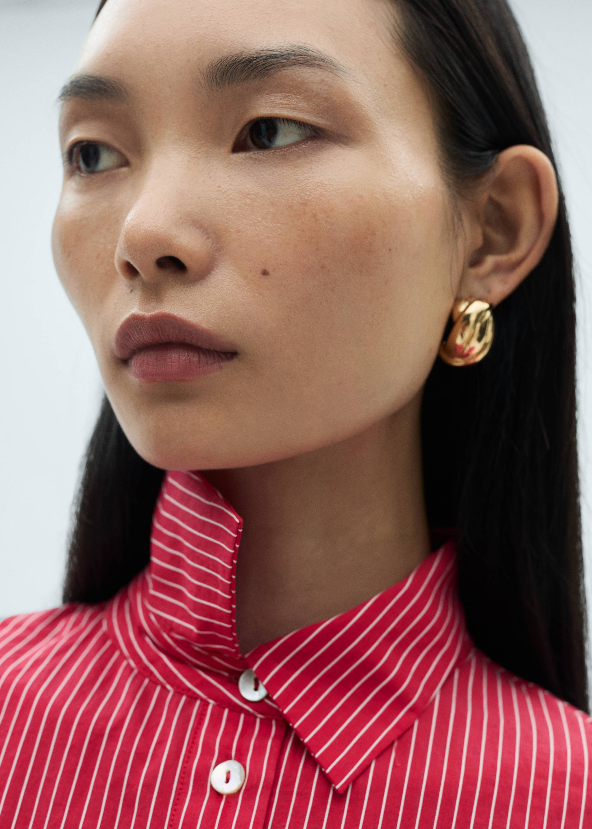 Striped cotton shirt dress - Details of the article 1