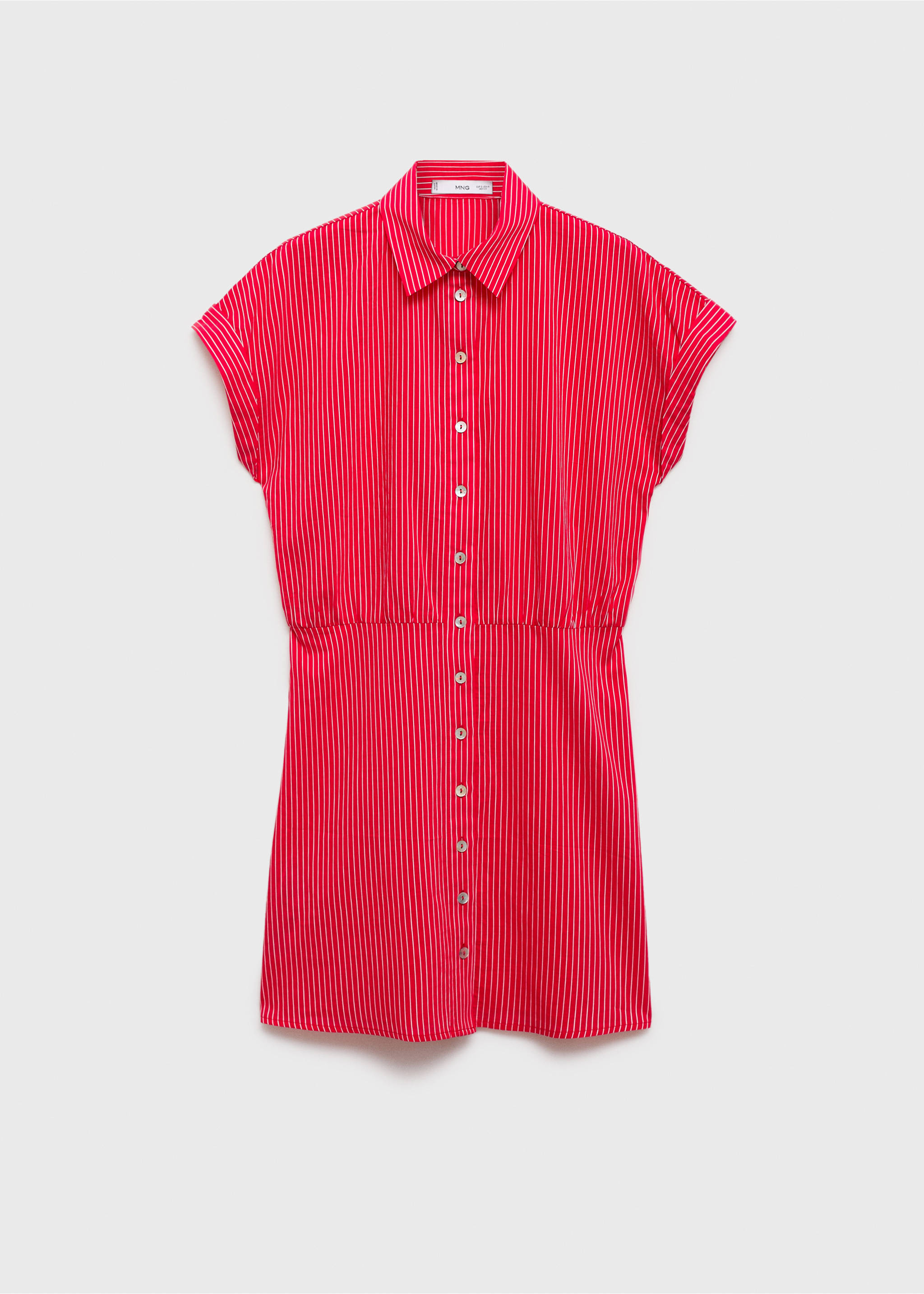 Striped cotton shirt dress - Article without model, Red. Ref: 87050577-00.