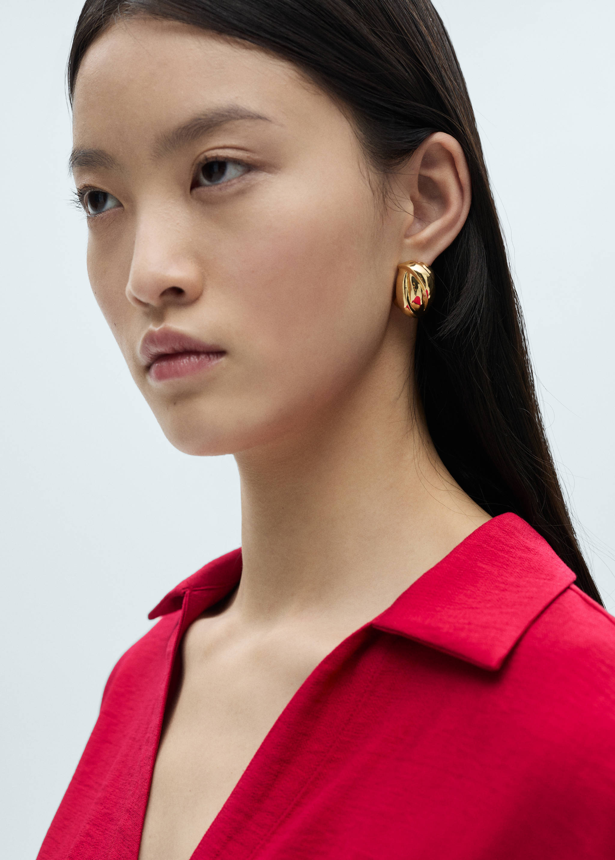 褶皱细节棉质连衣裙 - null