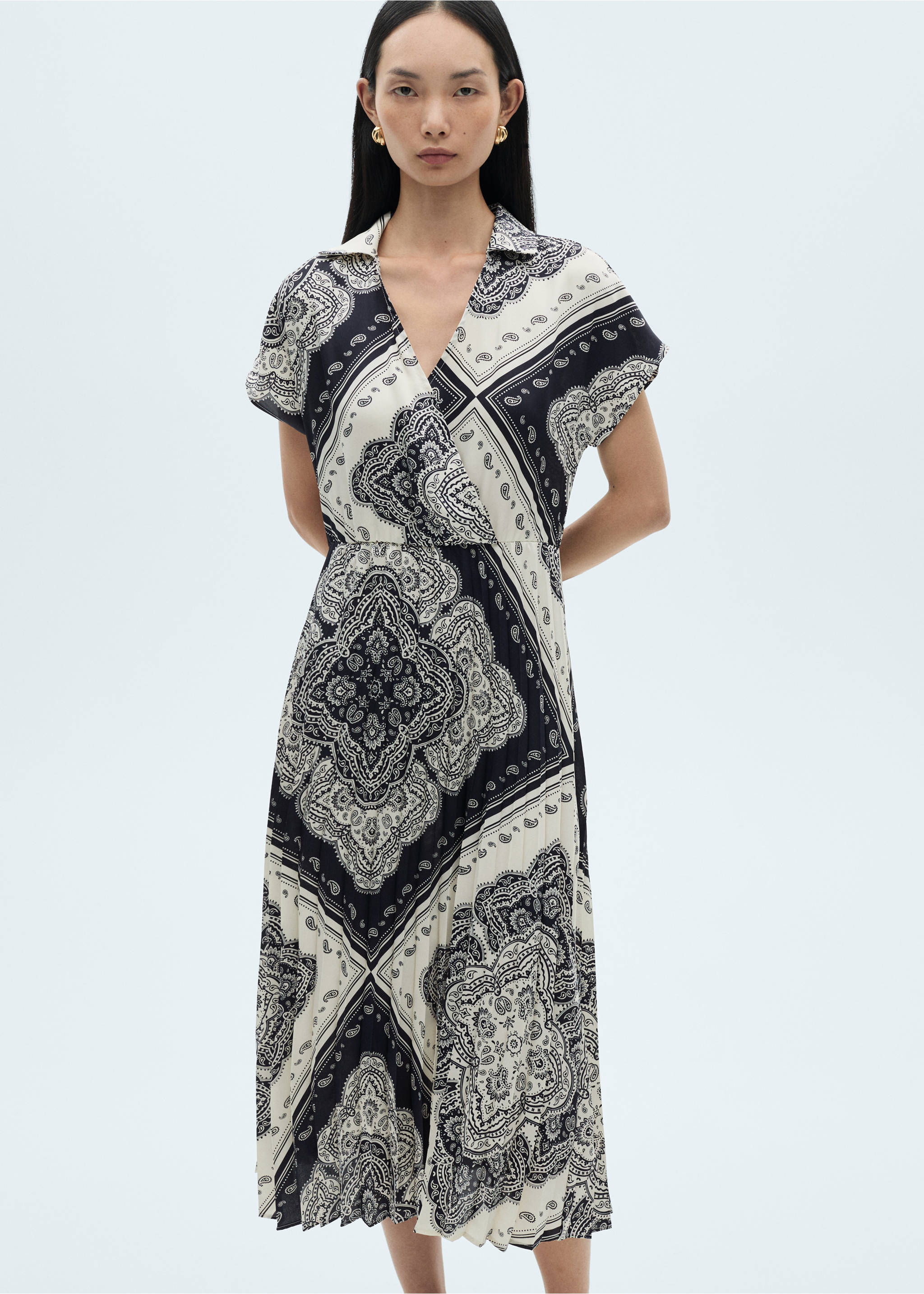 Paisley-print shirt dress - Medium plane, Blue. Ref: 87050581-00.