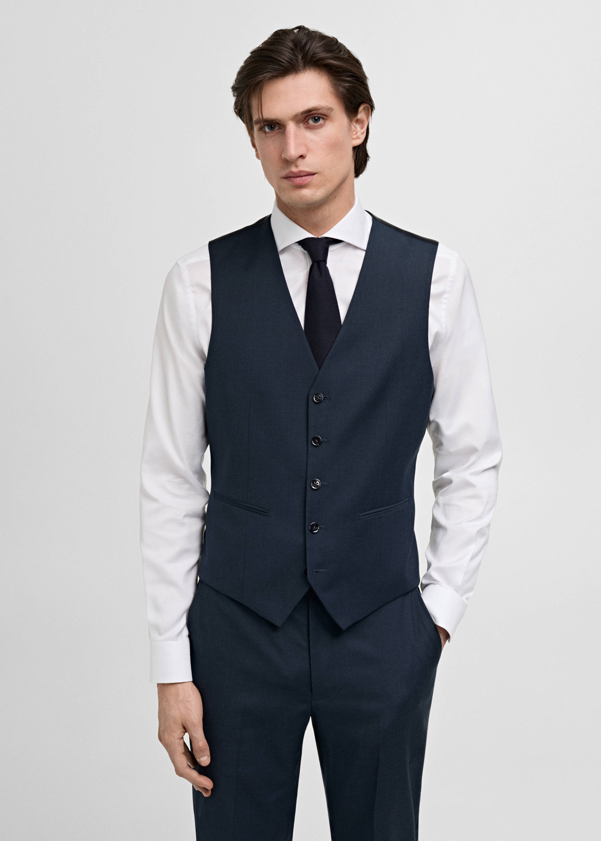 Slim-fit suit waistcoat - Medium plane