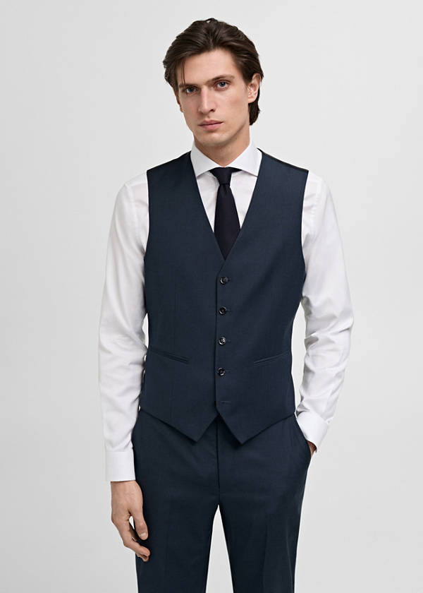 Slim-fit suit waistcoat — Dark Navy
