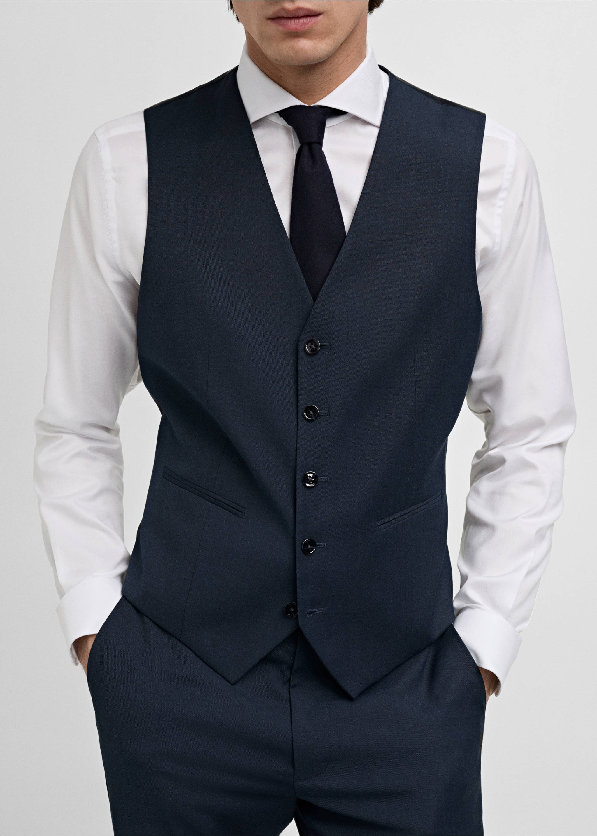 Chaleco traje slim fit - Detalle del artículo 3, Azul marino oscuro. Ref: 87050585-00.