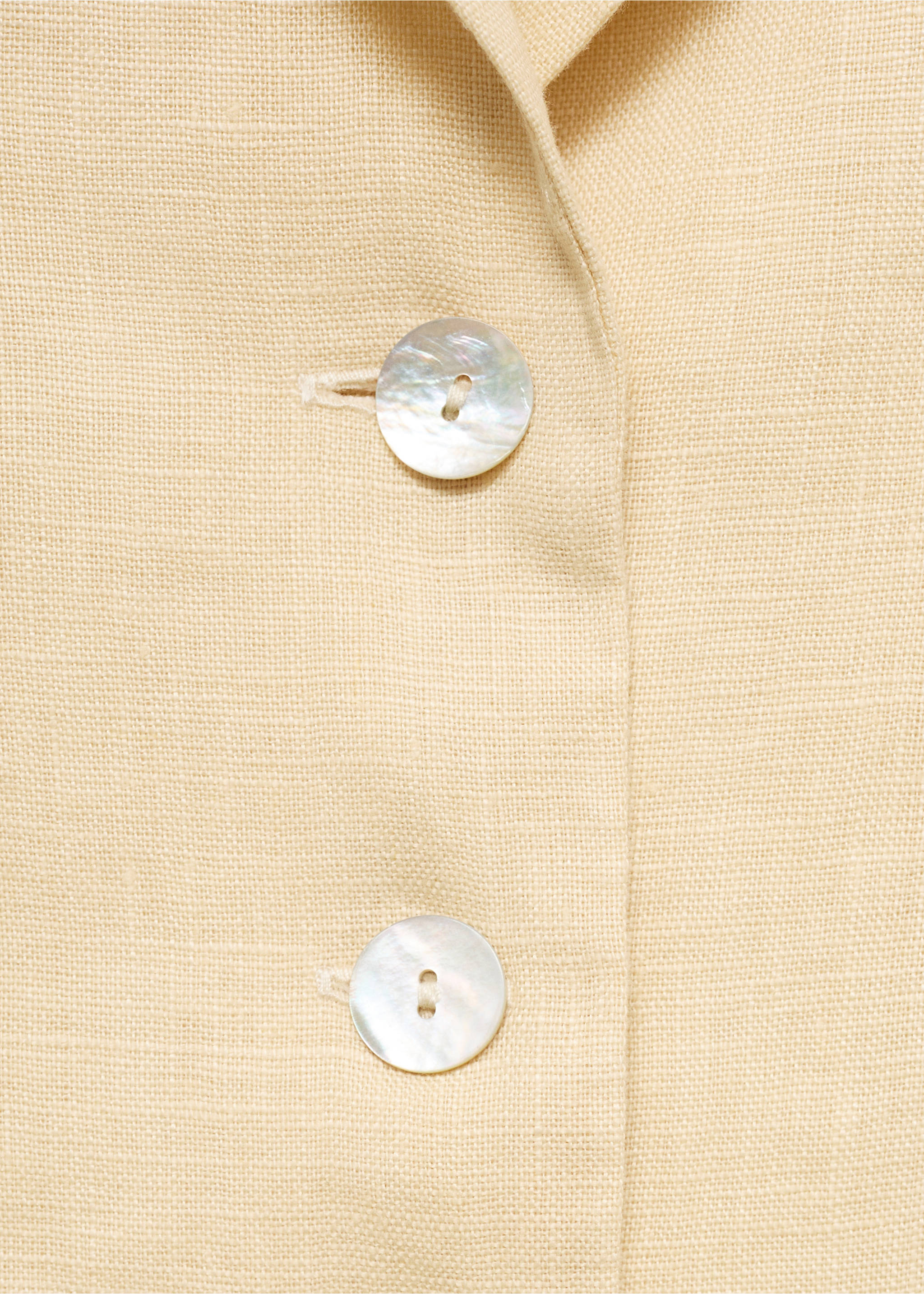 Short sleeve linen-blend shirt - Details of the article 8, Beige. Ref: 87050591-00.