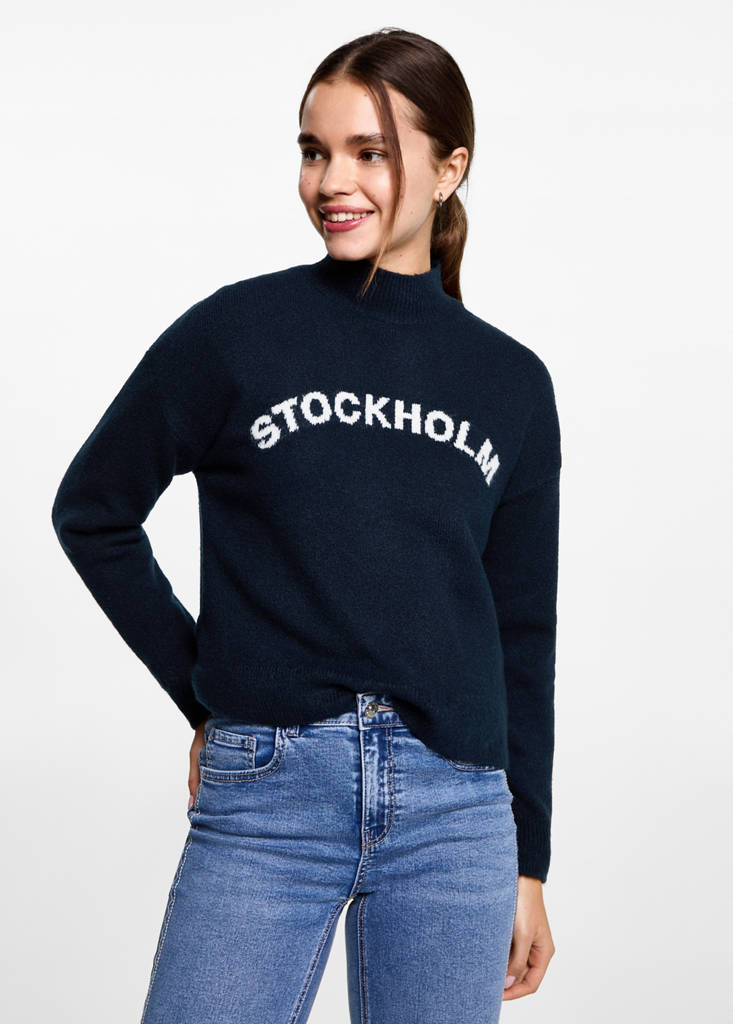Message knitted sweater — Dark Navy