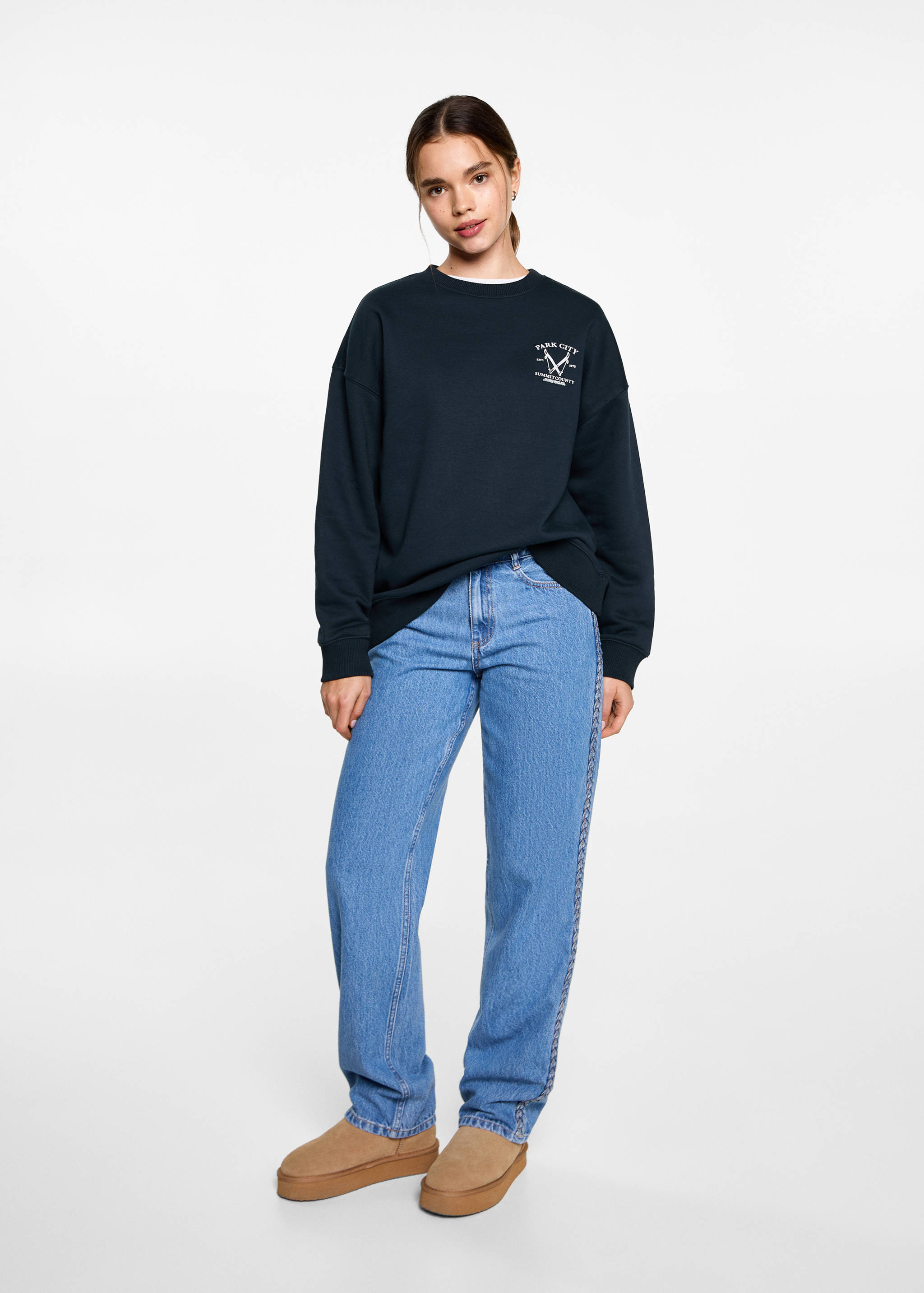 Desenli pamuklu sweatshirt - Genel plan
