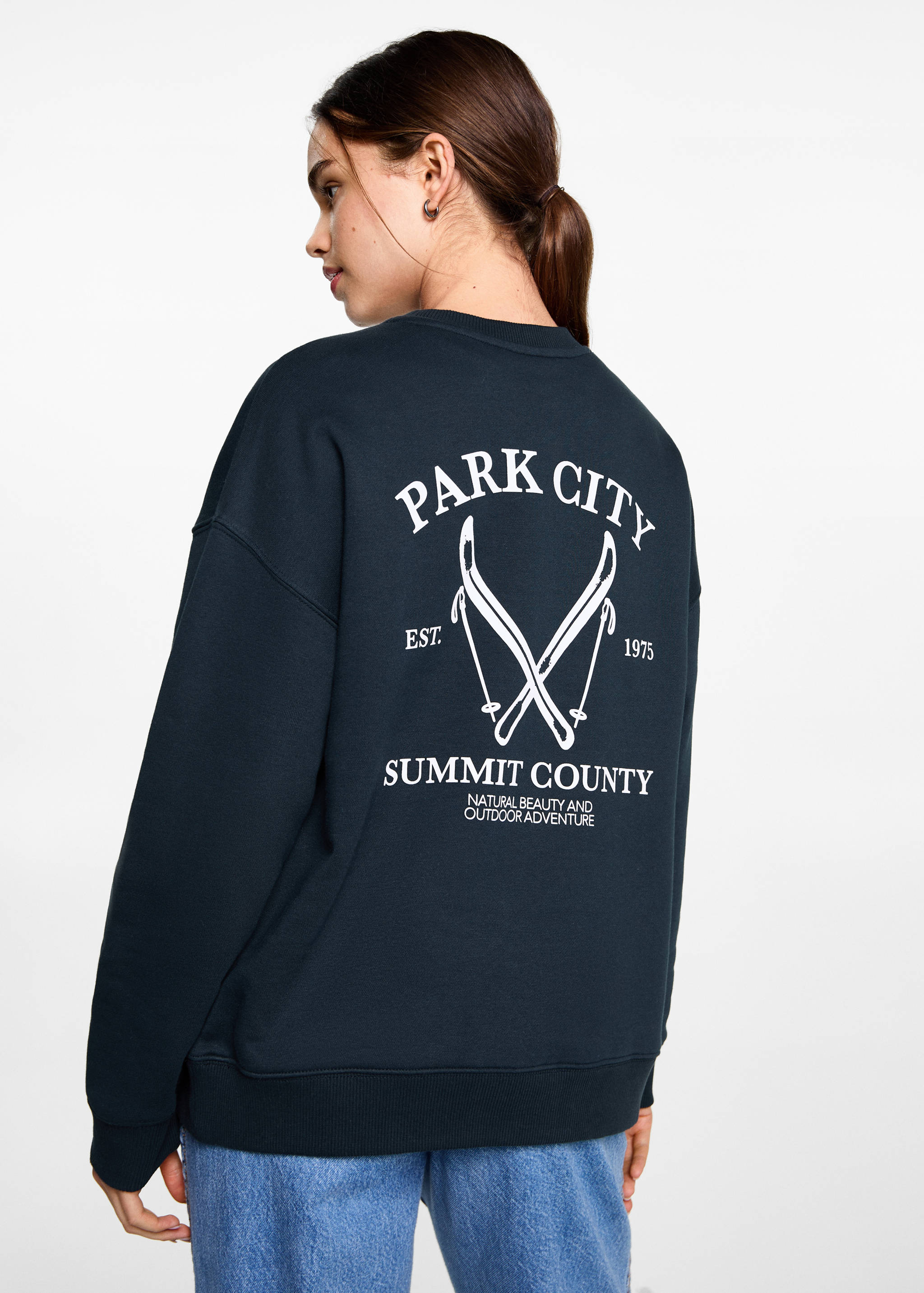 Desenli pamuklu sweatshirt - Ürünün arkası