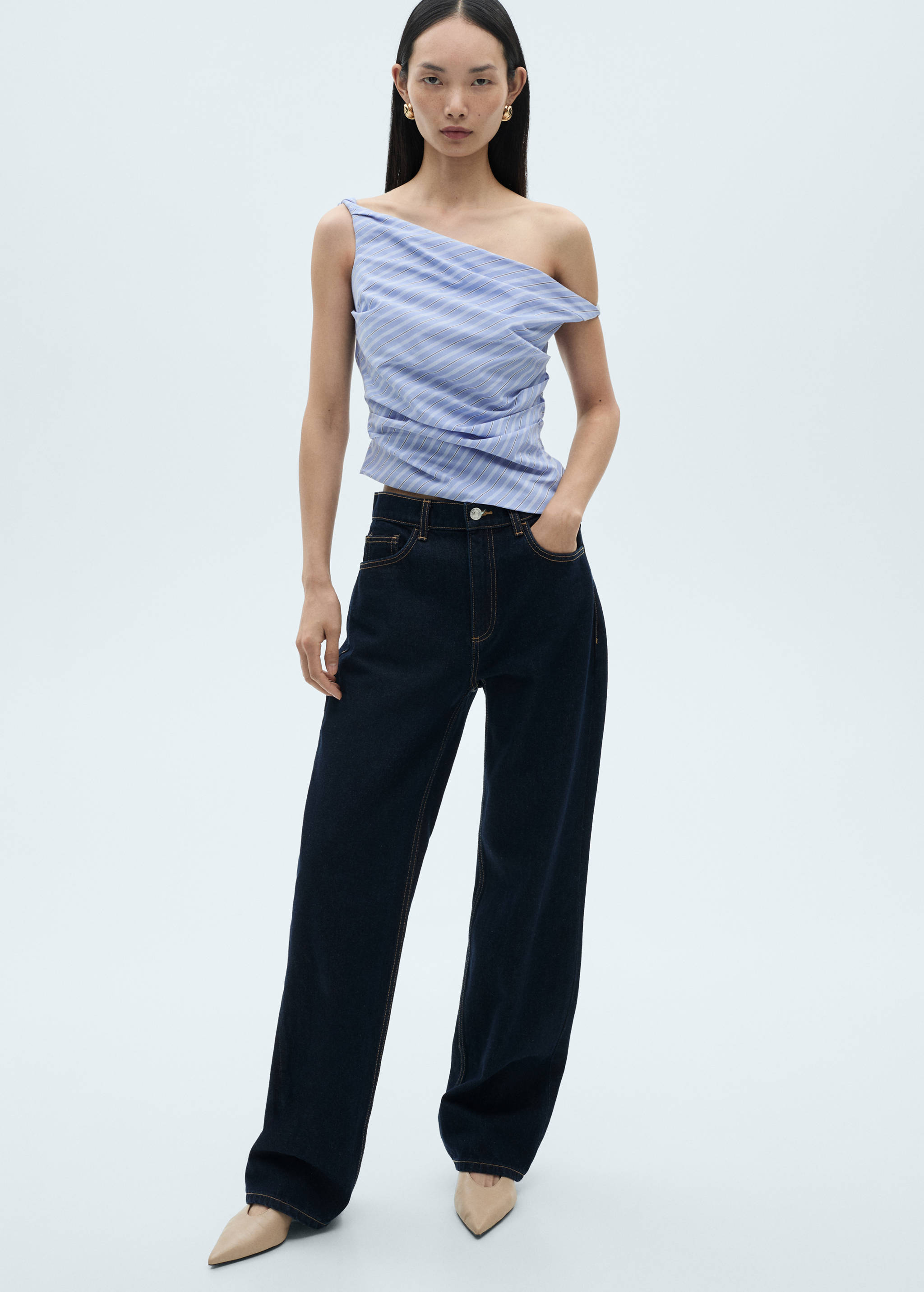 Striped draped asymmetric top - Details of the article 2