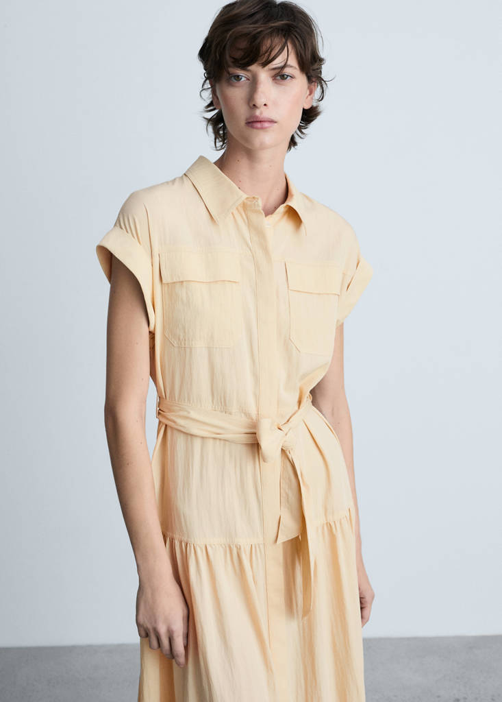 Knot detail shirt dress