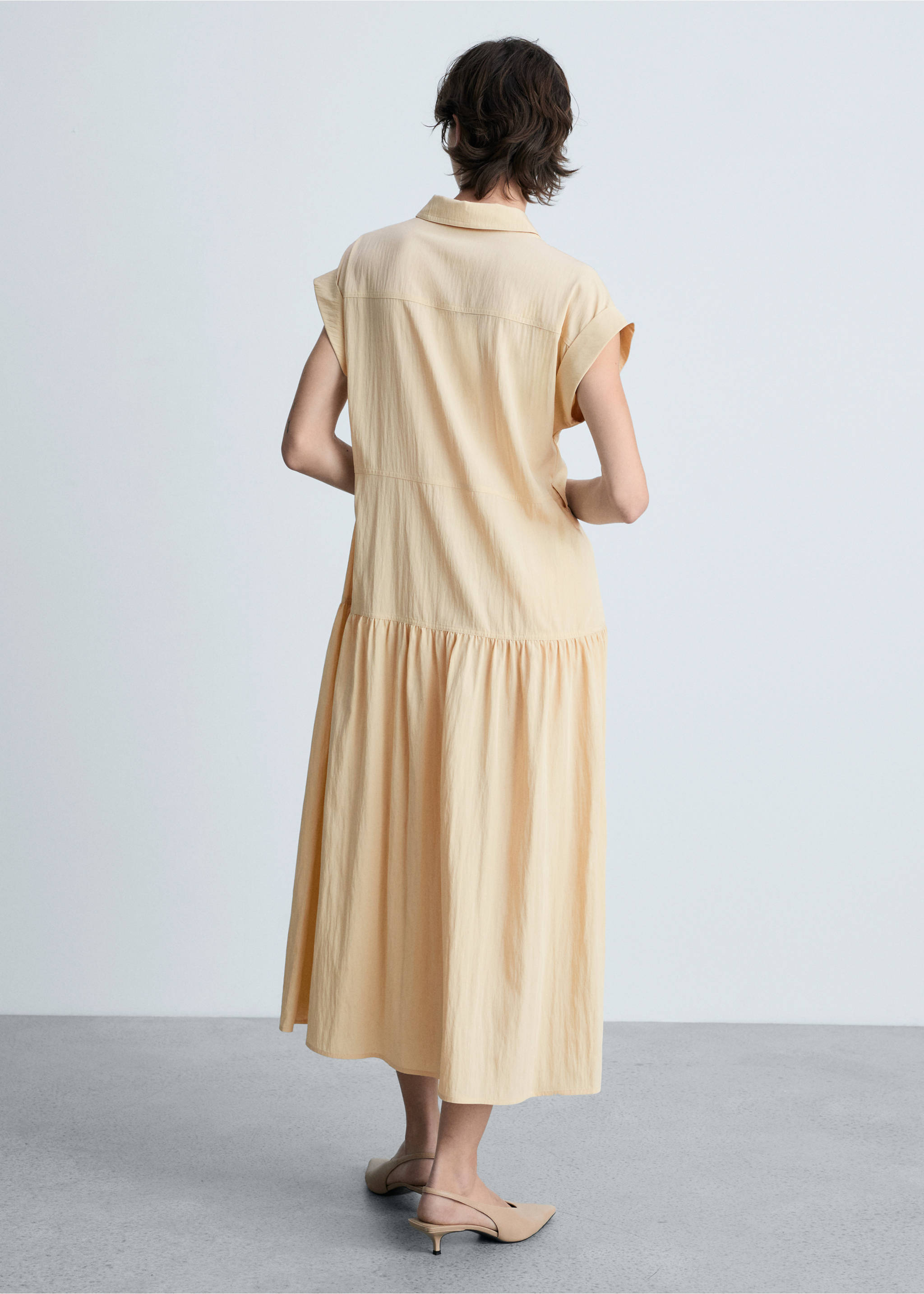 Knot detail shirt dress - Reverse of the article, Ecru. Ref: 87050598-00.