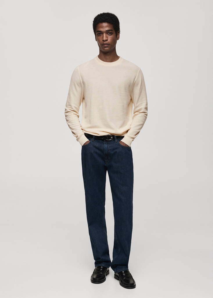 Microstructured cotton knitted sweater — Off White