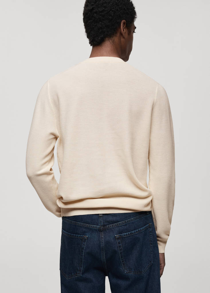 Microstructured cotton knitted sweater — Off White