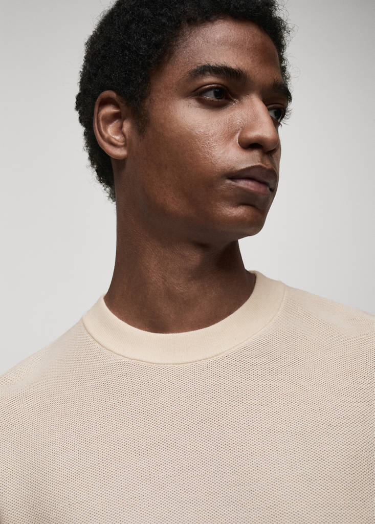 Microstructured cotton knitted sweater — Off White