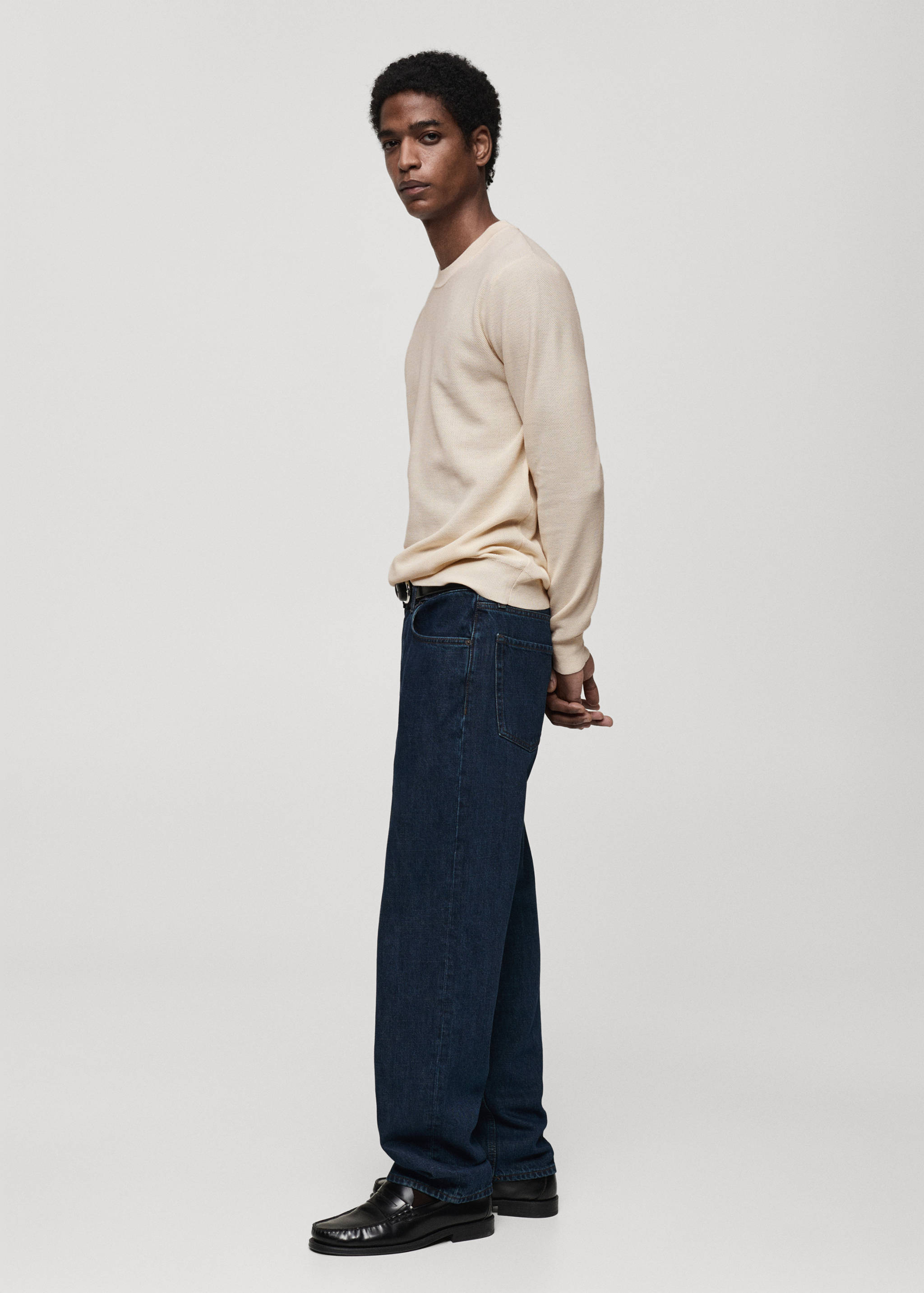 Microstructured cotton knitted sweater - Details of the article 2