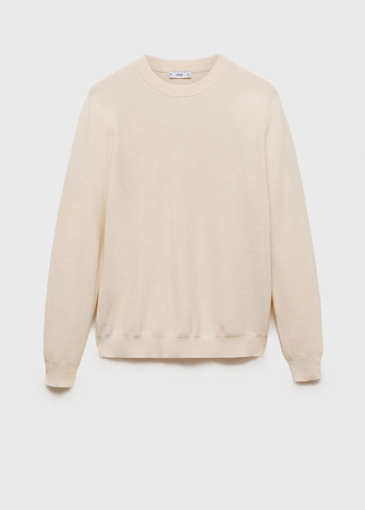 Microstructured cotton knitted sweater — Off White
