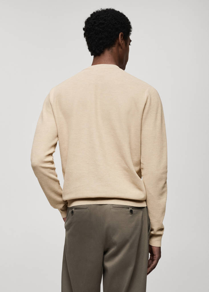 Microstructured cotton knitted sweater — Sand