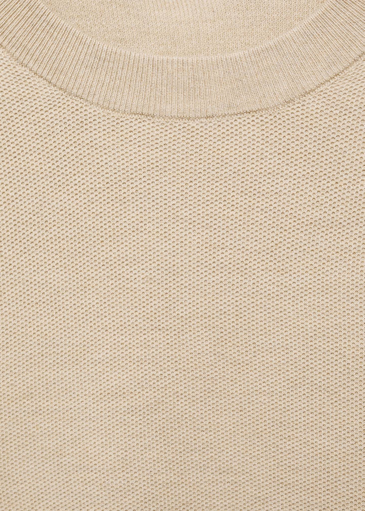 Microstructured cotton knitted sweater — Sand