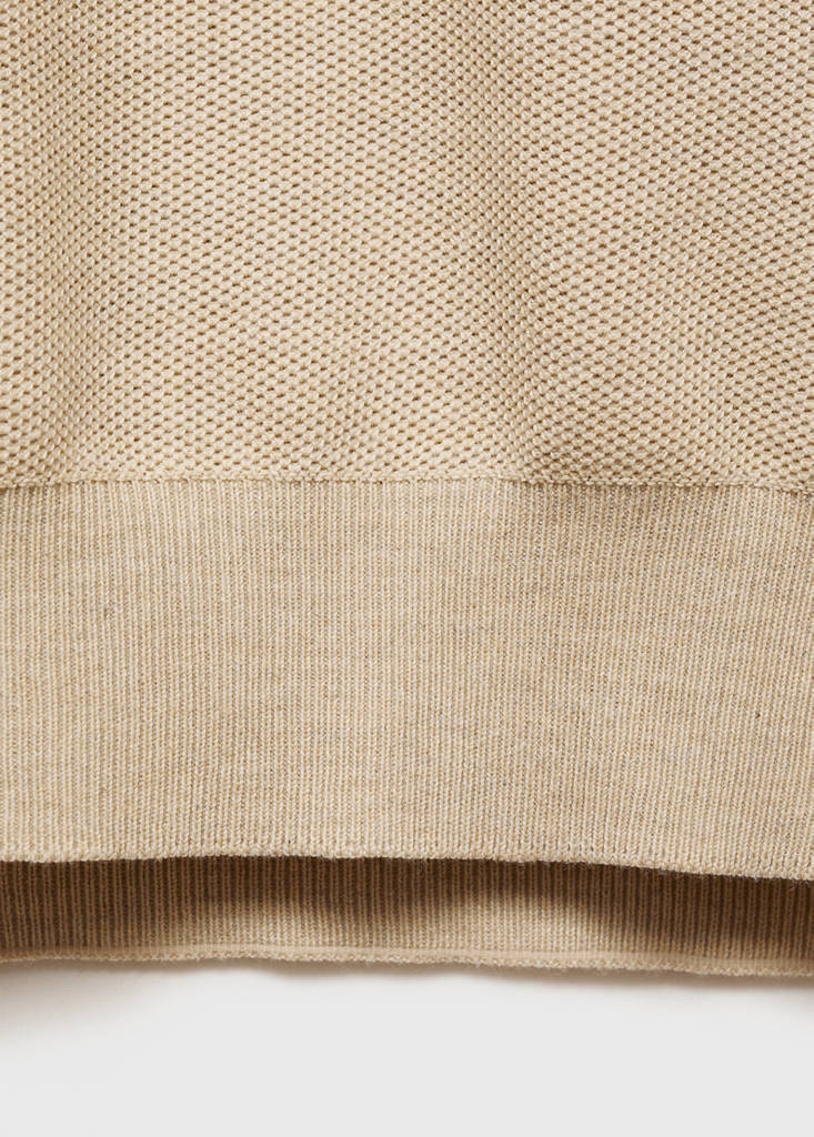 Microstructured cotton knitted sweater — Sand