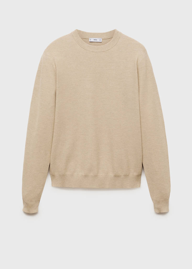 Microstructured cotton knitted sweater — Sand
