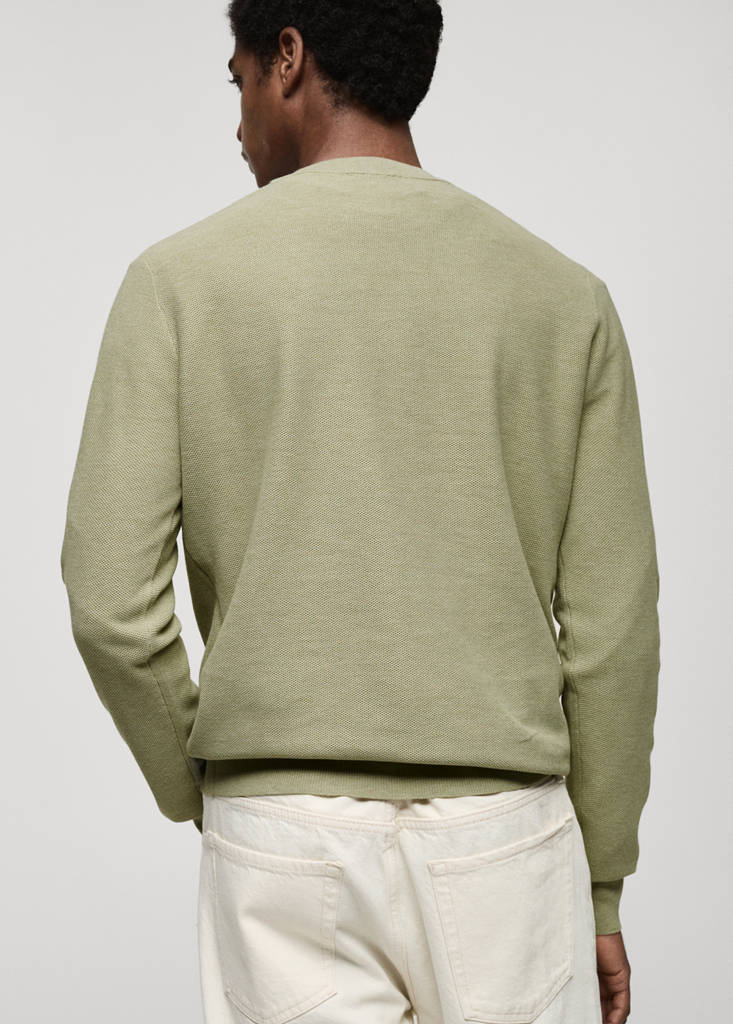 Microstructured cotton knitted sweater — Green Apple