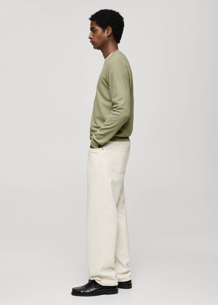 Microstructured cotton knitted sweater — Green Apple