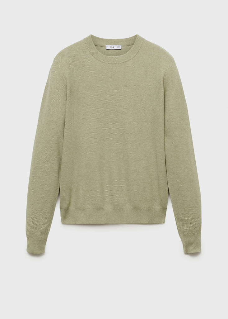Microstructured cotton knitted sweater — Green Apple
