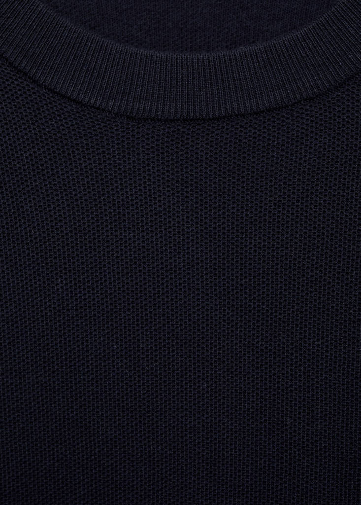 Microstructured cotton knitted sweater — Dark Navy