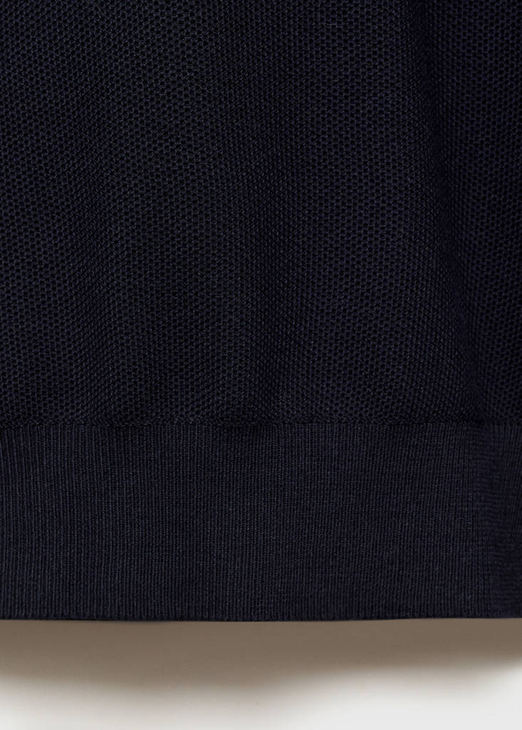 Microstructured cotton knitted sweater — Dark Navy