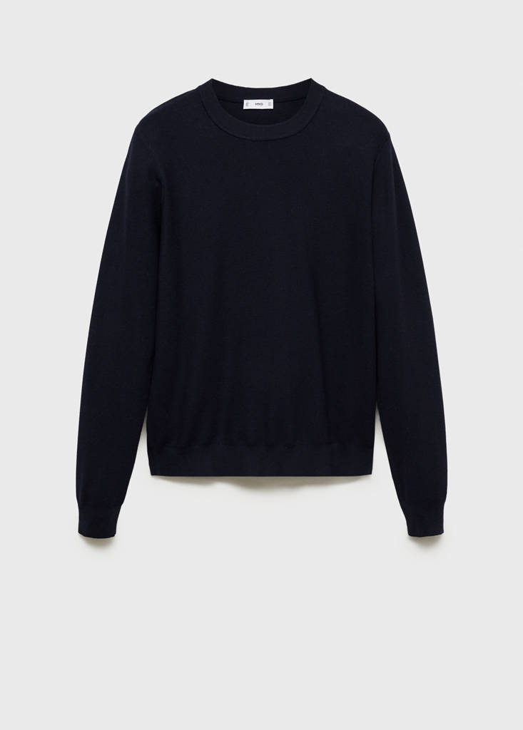 Microstructured cotton knitted sweater — Dark Navy