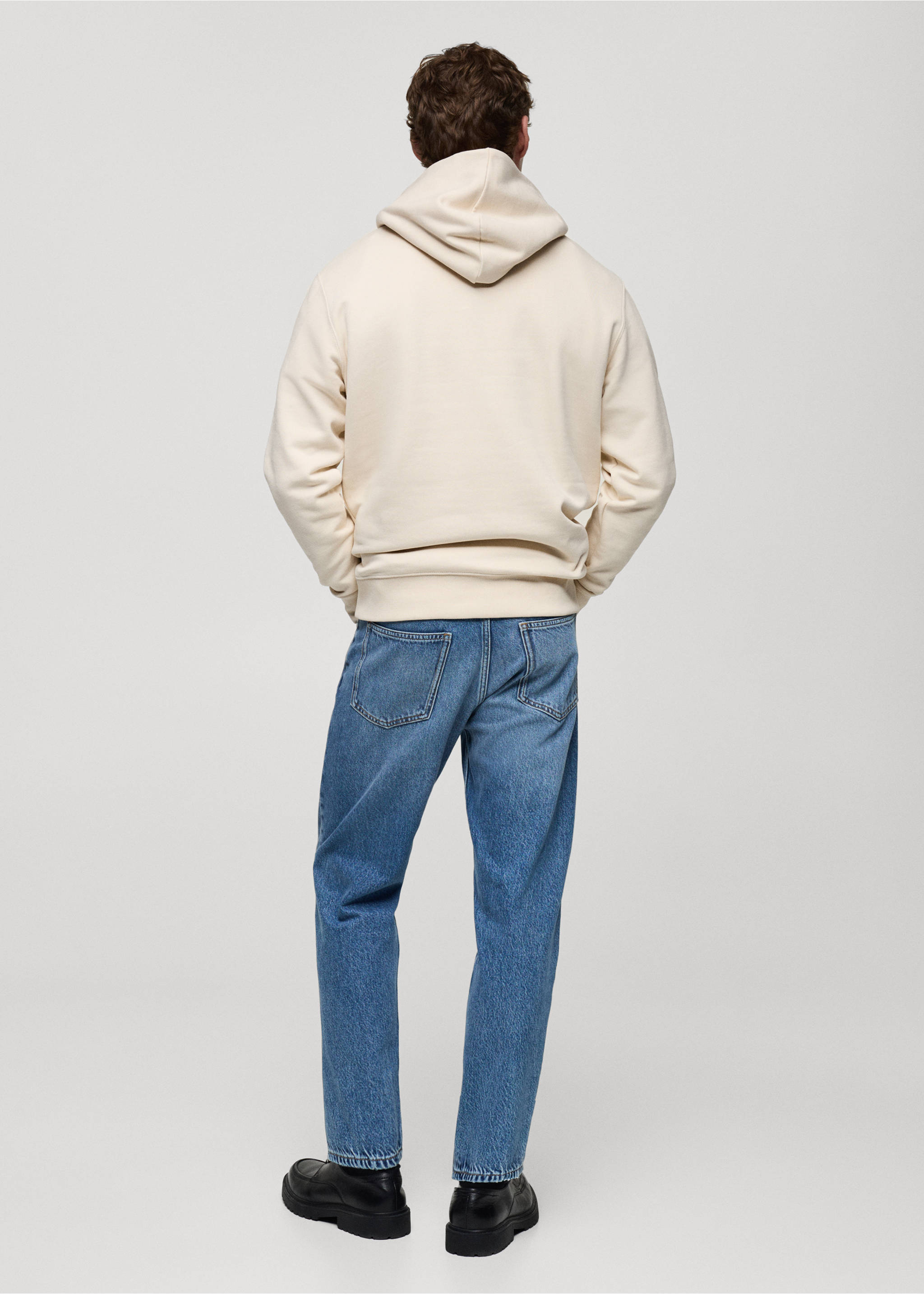 Kapüşonlu pamuklu sweatshirt - Ürünün arkası, Ekrü. Ref: 87050600-00.