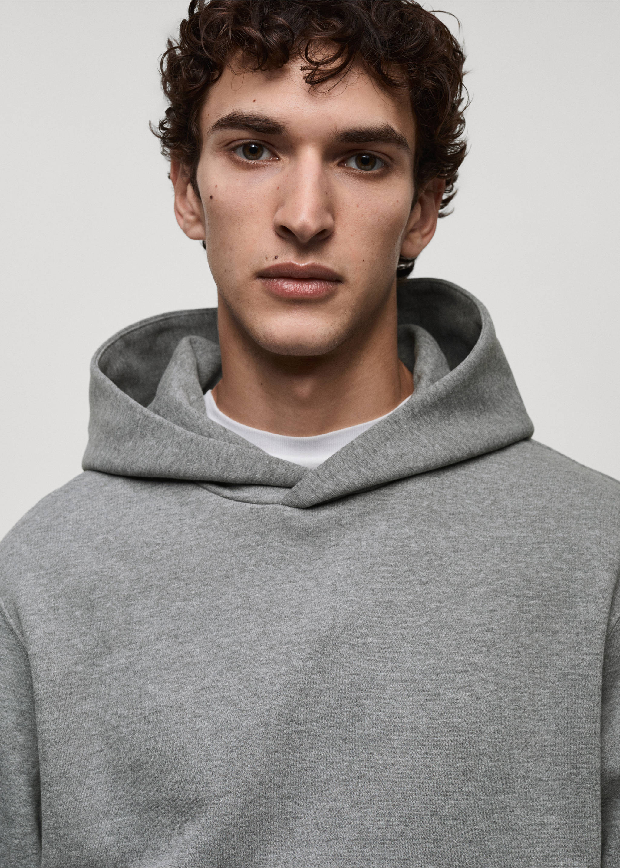 Hoodie cotton sweatshirt - Details of the article 1, Medium Heather Grey. Ref: 87050600-00.