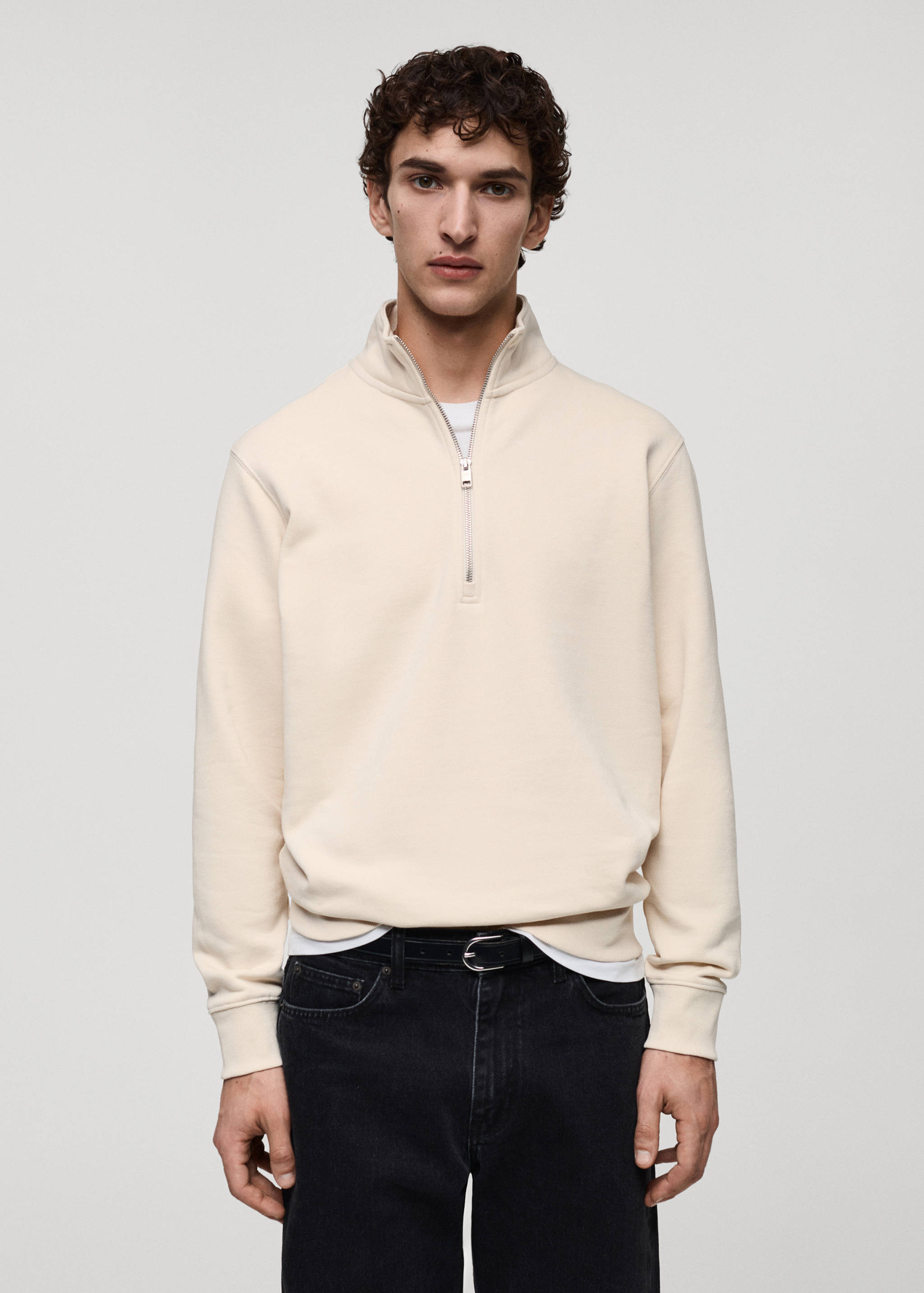 Regular-fit zip-neck sweatshirt - Medium plane