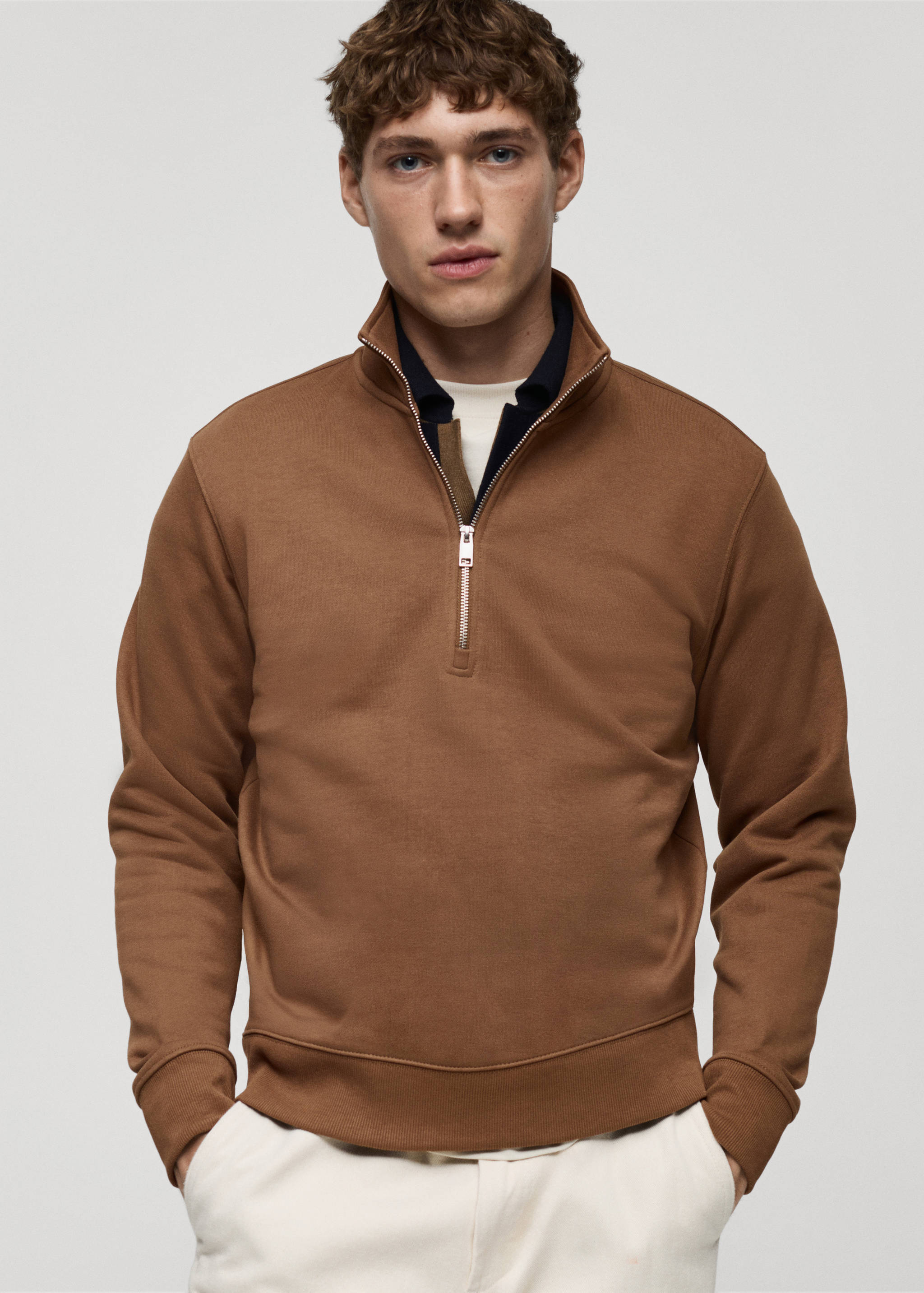 Regular-fit zip-neck sweatshirt - Medium plane