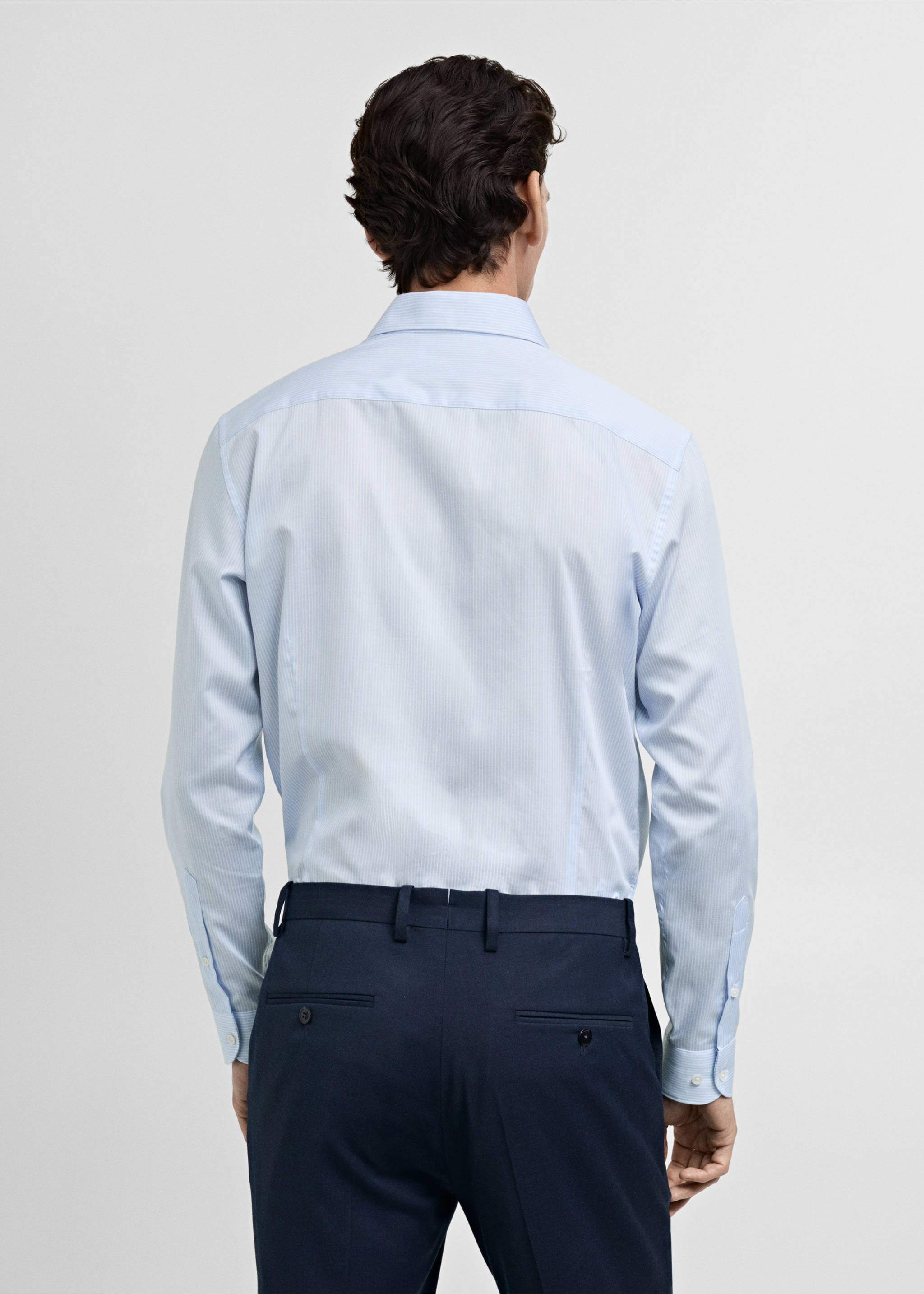 Slim fit thousand striped suit shirt - Reverse of the article, Sky Blue. Ref: 87050610-00.