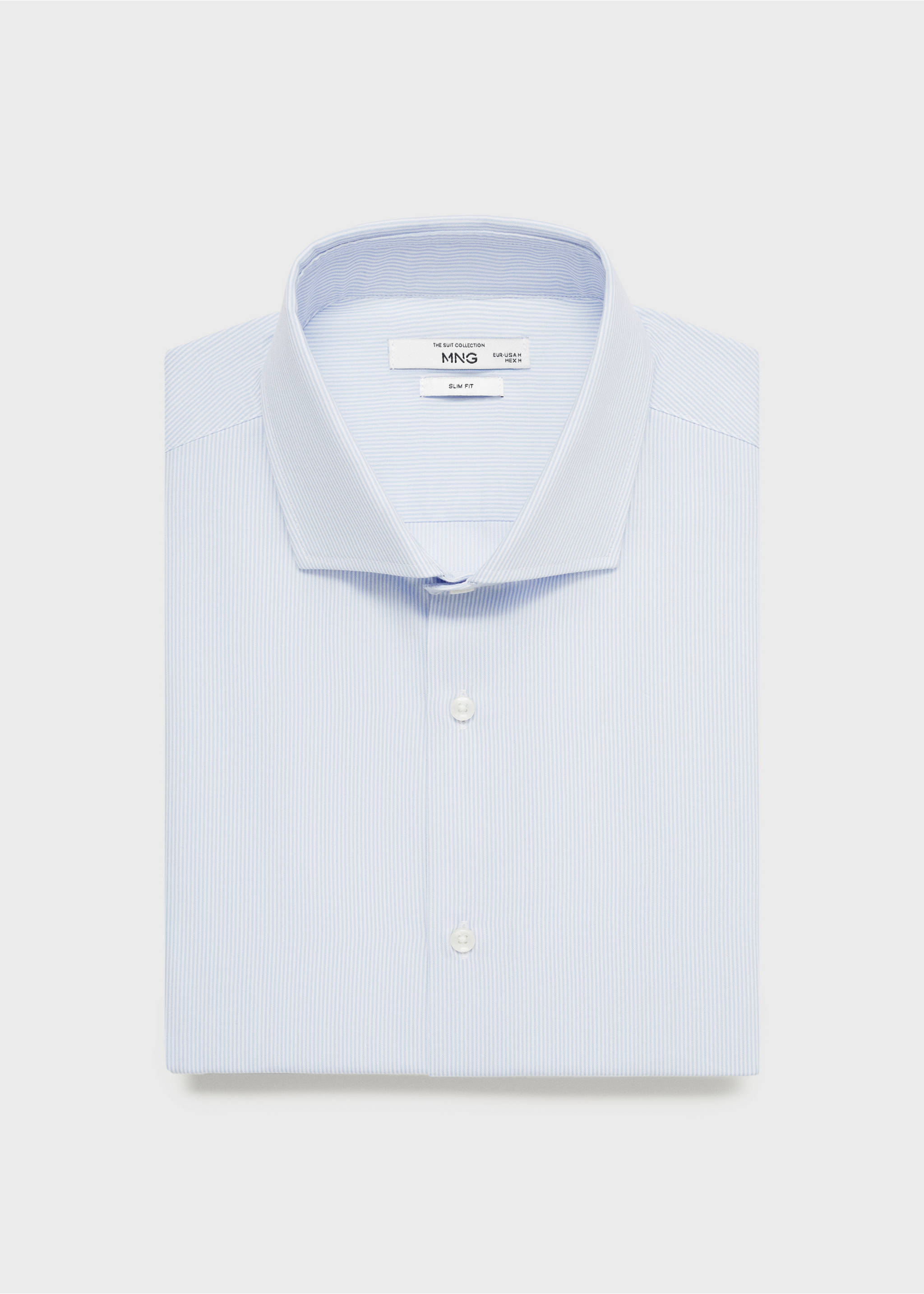 Slim fit thousand striped suit shirt - Details of the article 8, Sky Blue. Ref: 87050610-00.