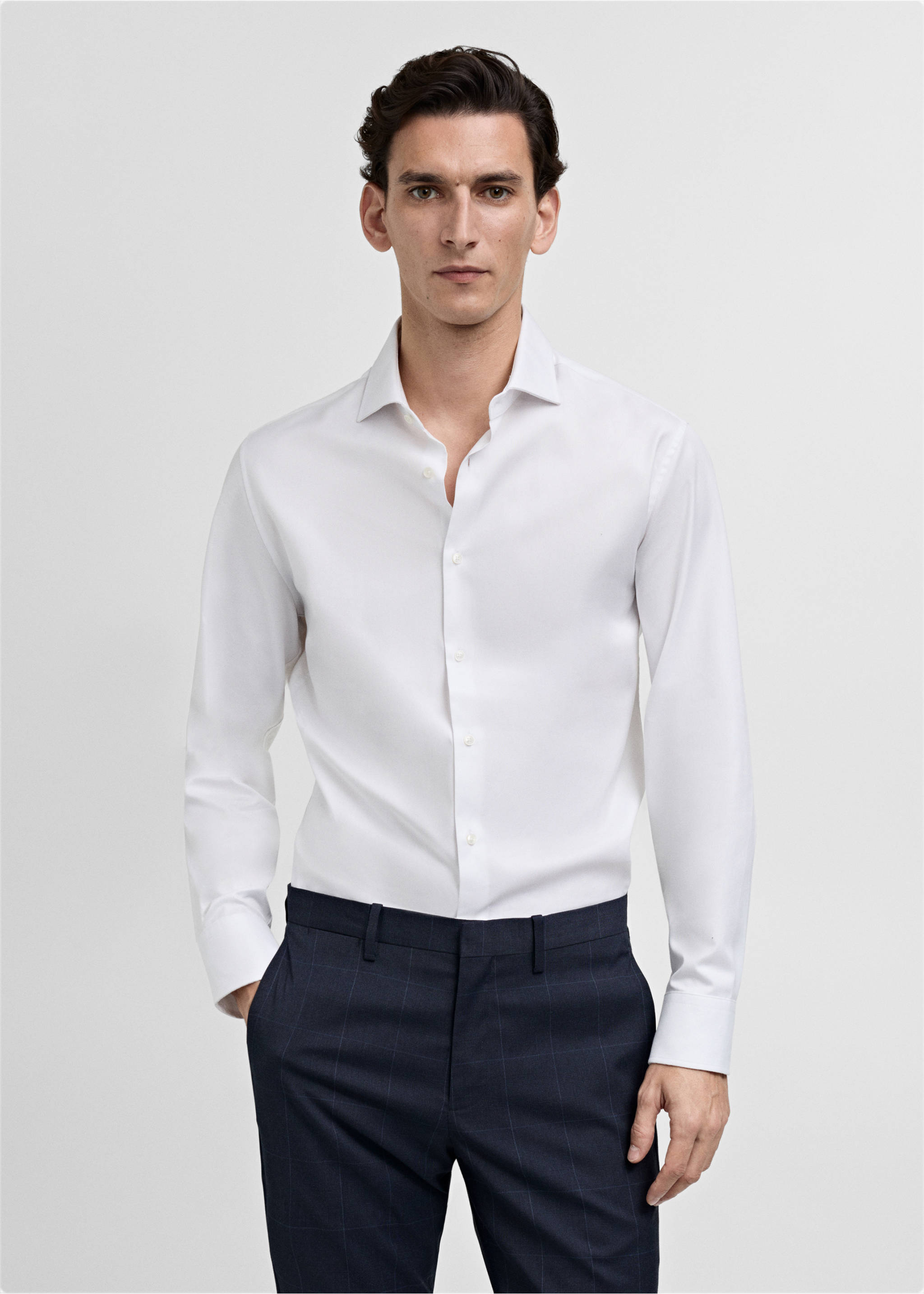 100% cotton dress shirt - Medium plane, White. Ref: 87050611-00.