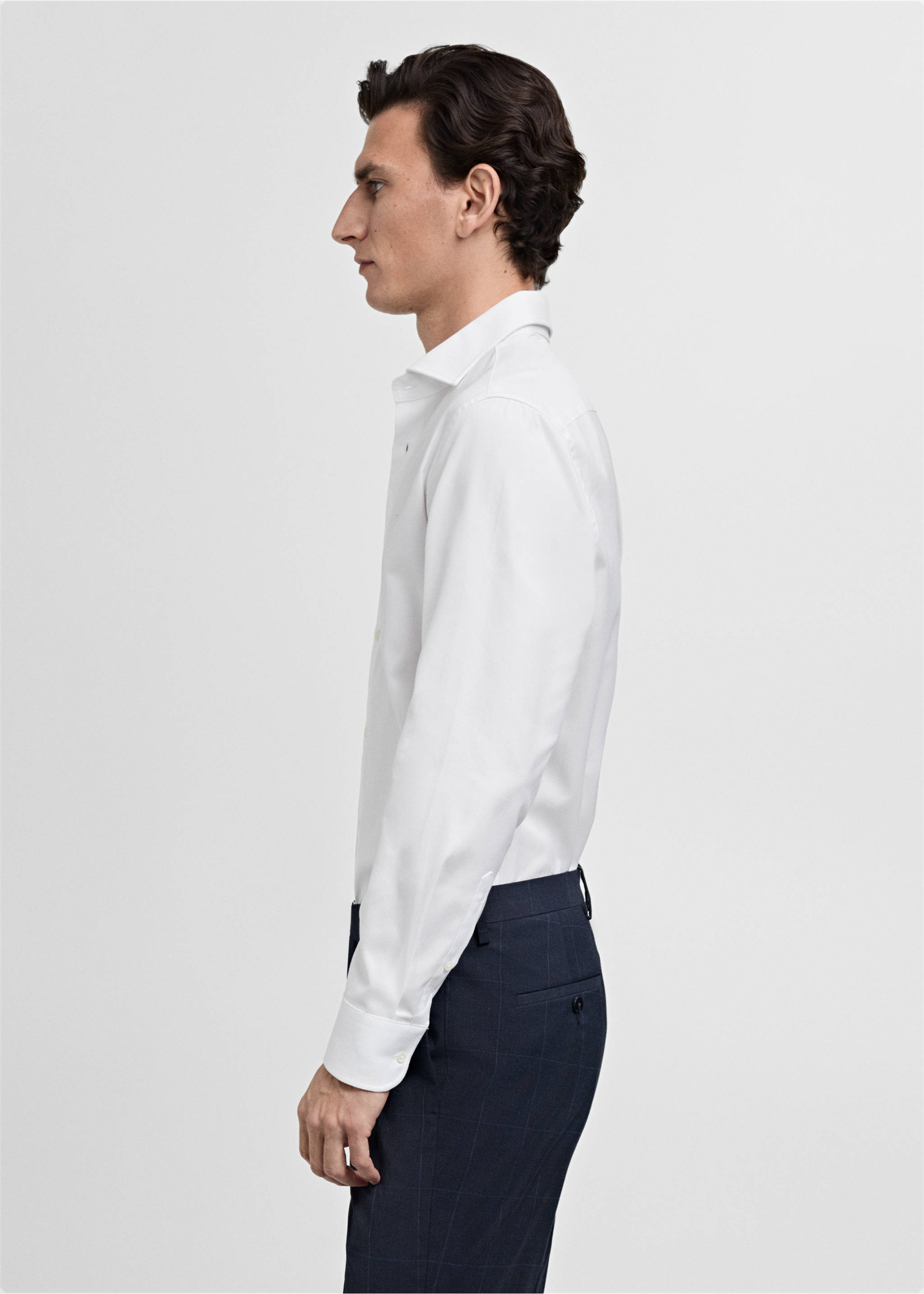 100% cotton dress shirt - Details of the article 1, White. Ref: 87050611-00.