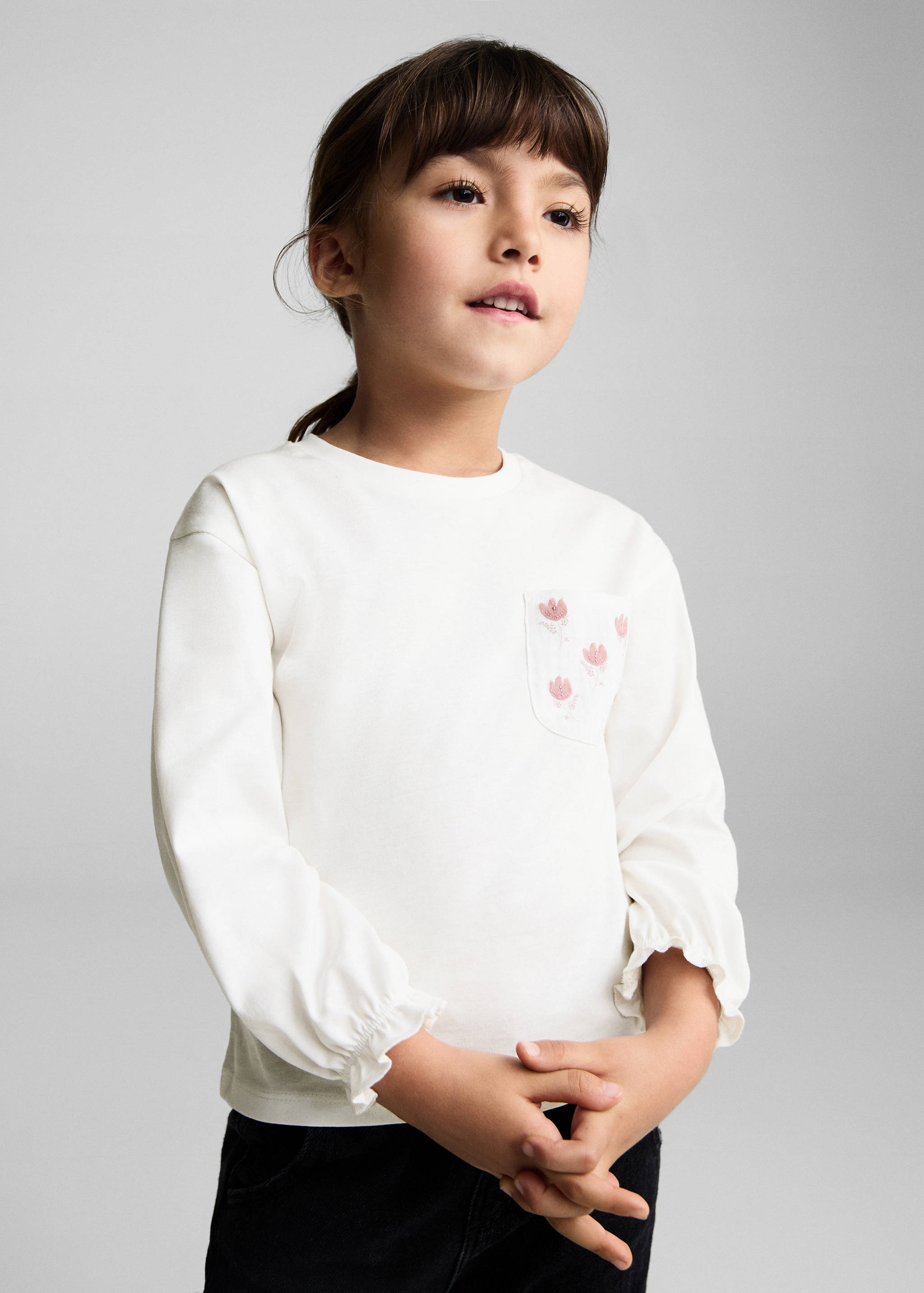 Floral-print chest-pocket T-shirt - Medium plane
