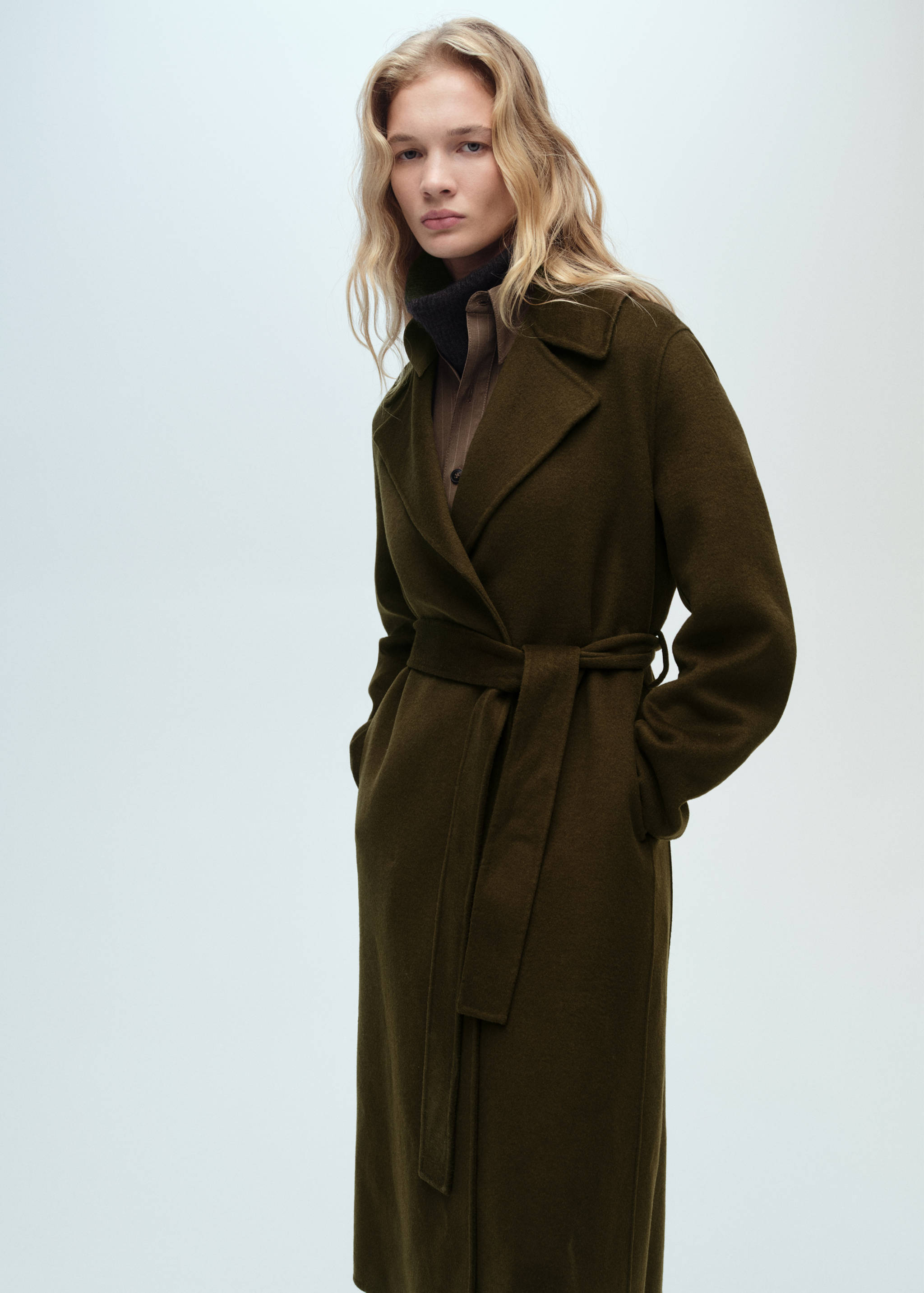 Handmade long coat with belt - Medium plane
