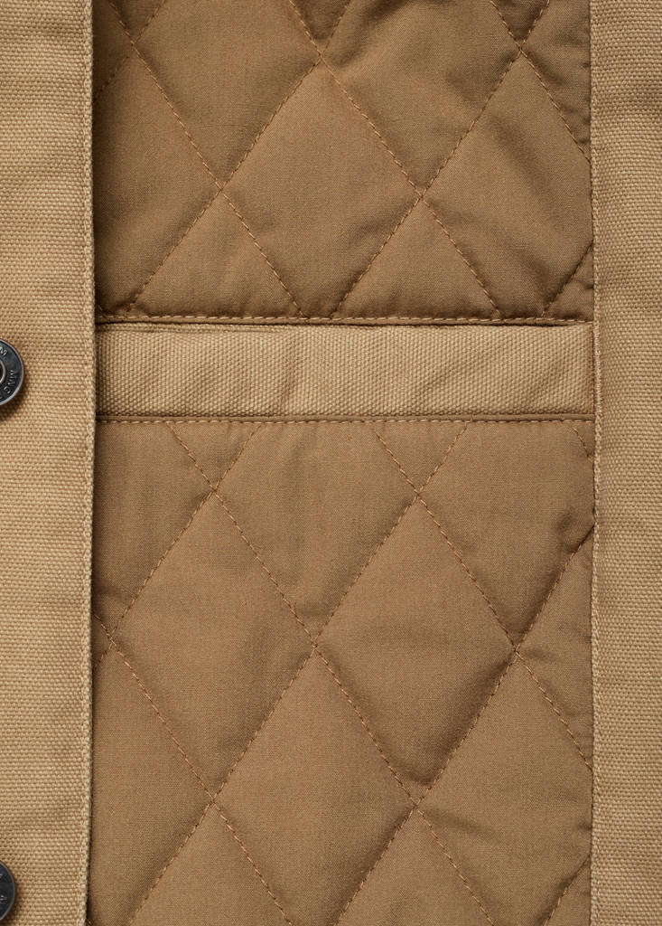 Quilted jacket with sheepskin collar — Medium Brown