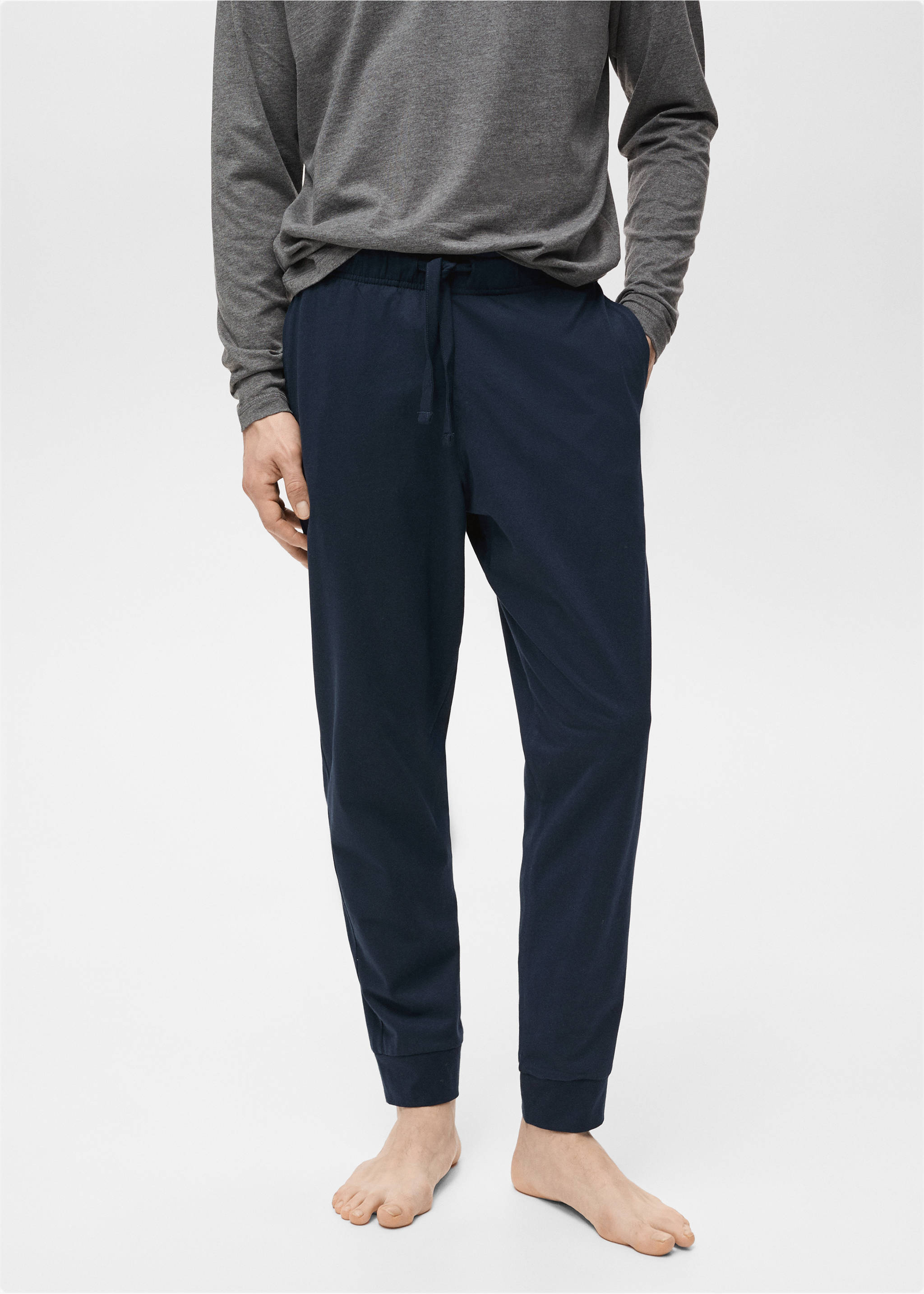 %100 pamuklu uzun pijama takımı - Ürün detayı 3, Lacivert. Ref: 87050627-00.