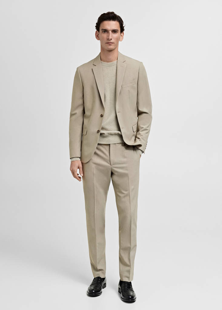 Super slim-fit suit jacket in stretch fabric — Beige
