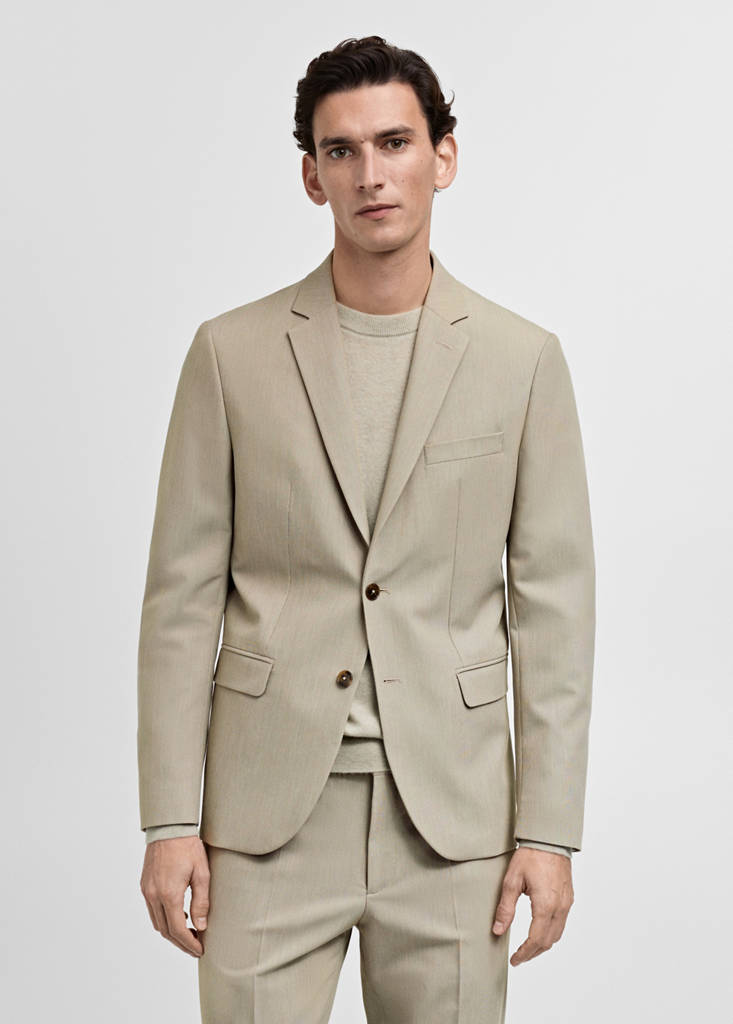 Super slim-fit suit jacket in stretch fabric — Beige