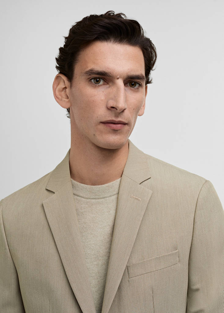 Super slim-fit suit jacket in stretch fabric — Beige