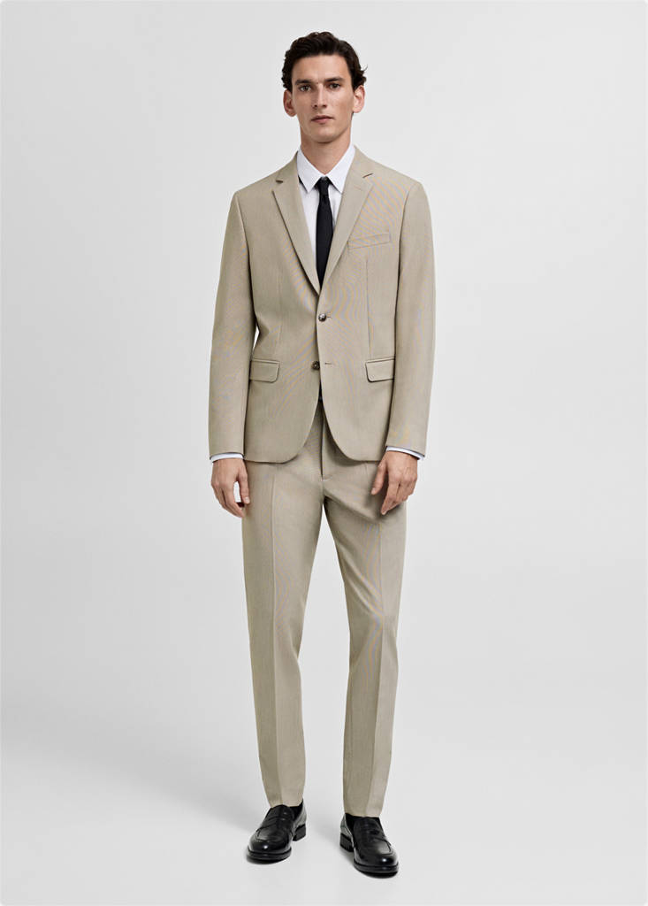 Super slim-fit suit jacket in stretch fabric — Beige