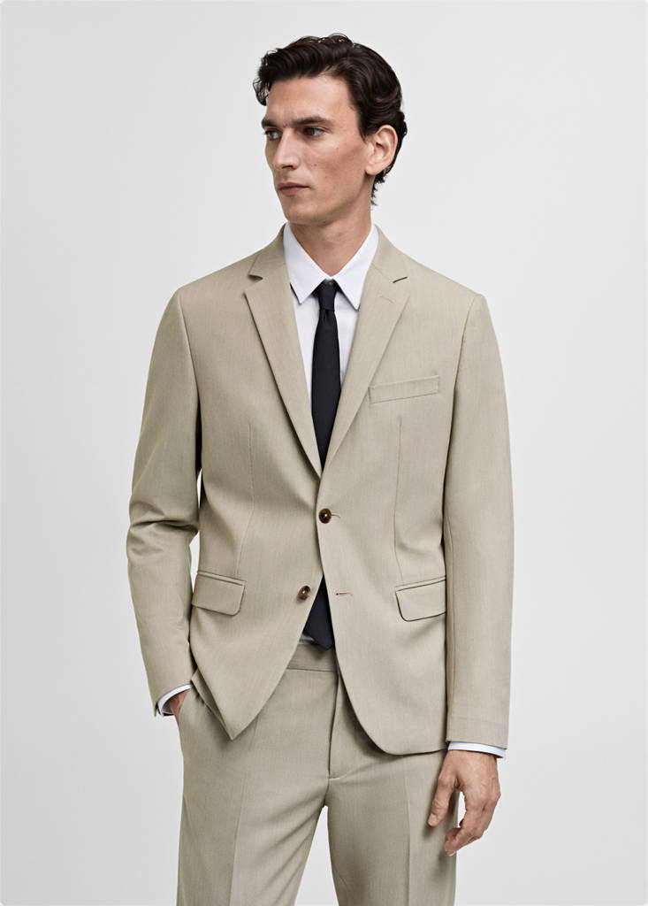 Super slim-fit suit jacket in stretch fabric — Beige