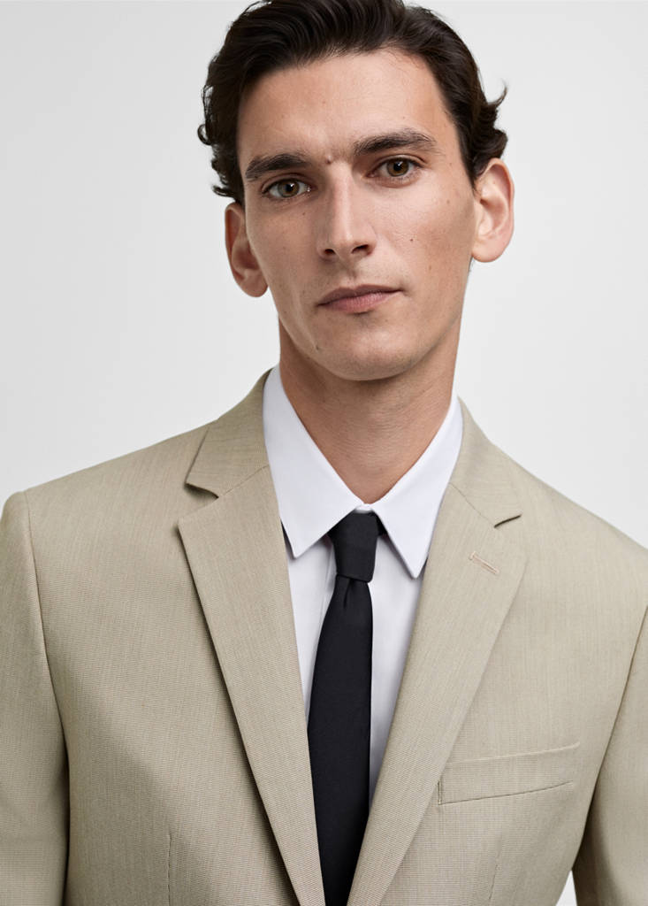Super slim-fit suit jacket in stretch fabric — Beige