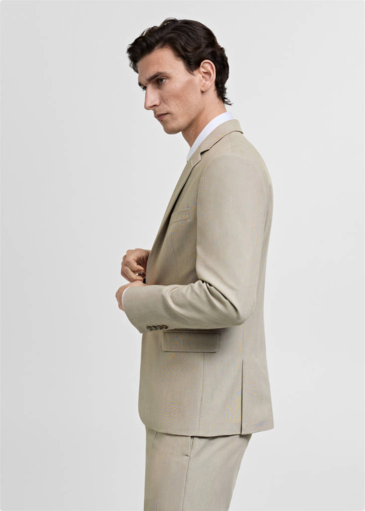 Super slim-fit suit jacket in stretch fabric — Beige